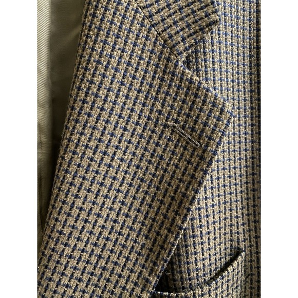 Vintage Carlo Mandrone Mens Suit Jacket Silk Wool Pockets Tweed Style Brown 50R - Picture 2 of 15